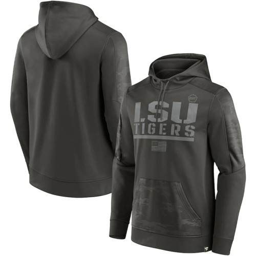 LSU Tigers Olive OHT Military Appreciation Guardian Pullover Hoodie - Click Image to Close